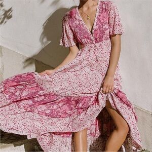 Spell and The Gypsy Winona maxi dress in color Berry. Size XS